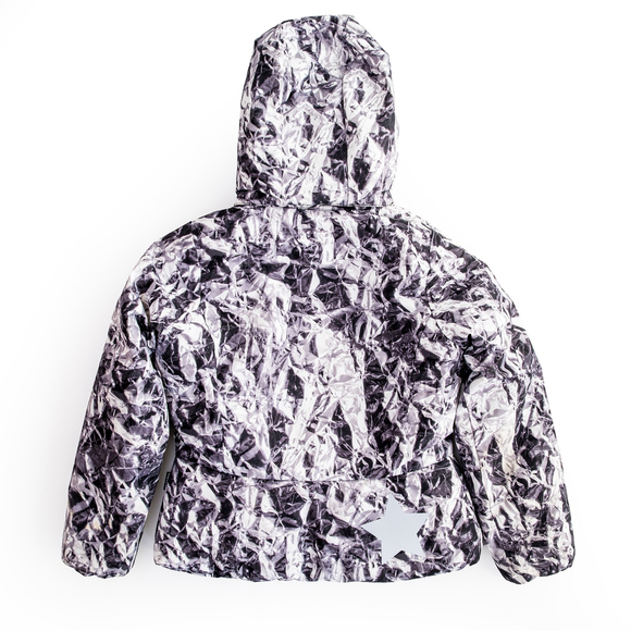 Molo Hildegarde Silver Foil Kids Girls Puffer Jacket + Hood | EU 128 (US 8) - Picture 2 of 9